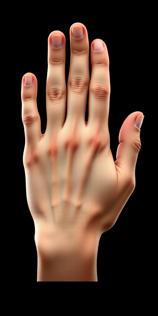 Create a high-resolution illustration of a detailed human hand with a front view, using a Canon EOS 5D Mark IV, f/2.8 aperture, 50mm lens, shot at ISO 100, soft lighting for enhanced texture and clarity.