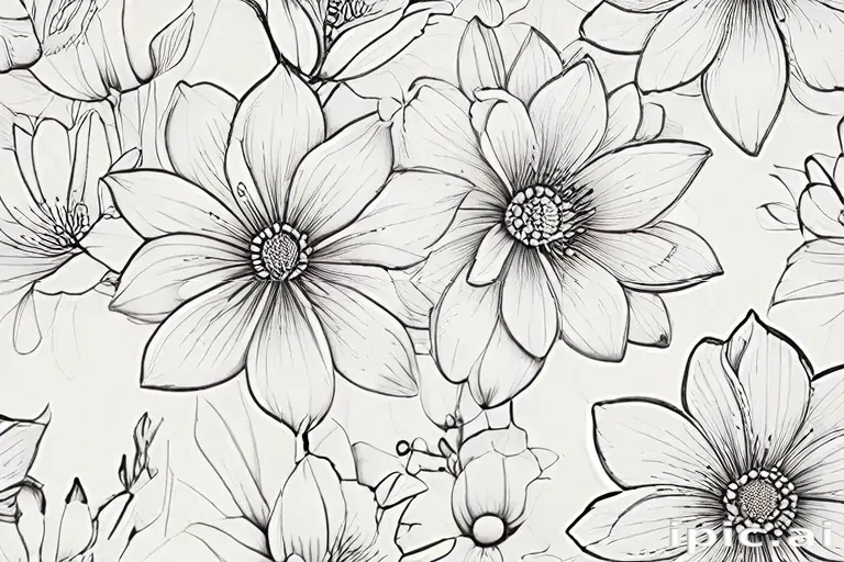 flower line work
