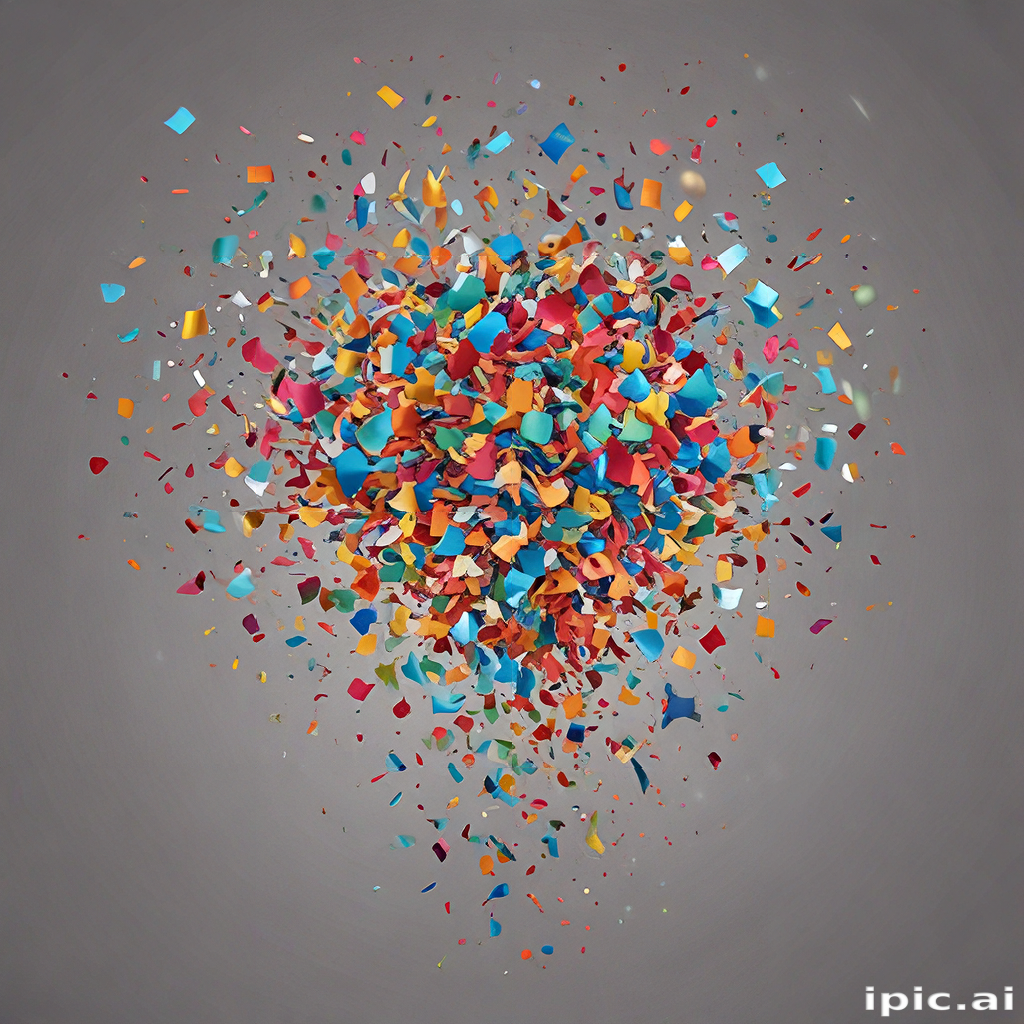 Vibrant Explosion of Colorful Confetti Pieces in a Dynamic Display
