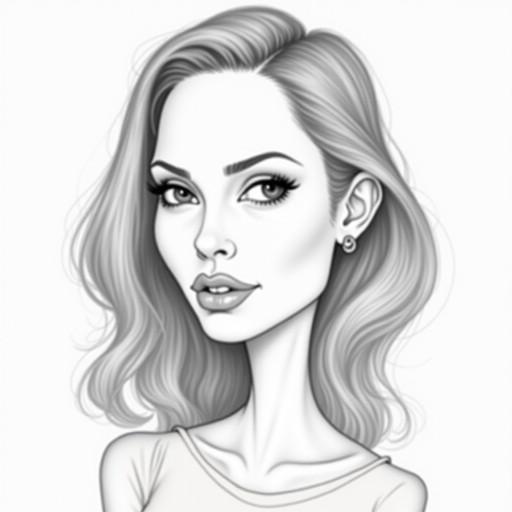 taylor swift caricature. A pencil-drawn caricature of the actress Angelina Jolie
