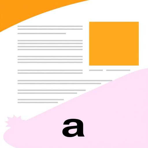 Create a high-resolution illustration of a document layout with colorful sections including vibrant green, orange, light purple, and a prominent black letter 'a' at the bottom, captured with a DSLR camera at f/2.8 aperture, ISO 100, 24mm lens, using a top-down view to enhance clarity and detail.