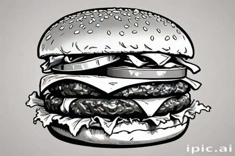 burger clipart black and white