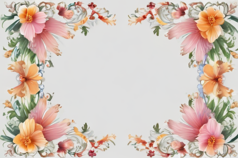 Elegant Floral Border Design Featuring Vibrant Flowers and Delicate Leaves