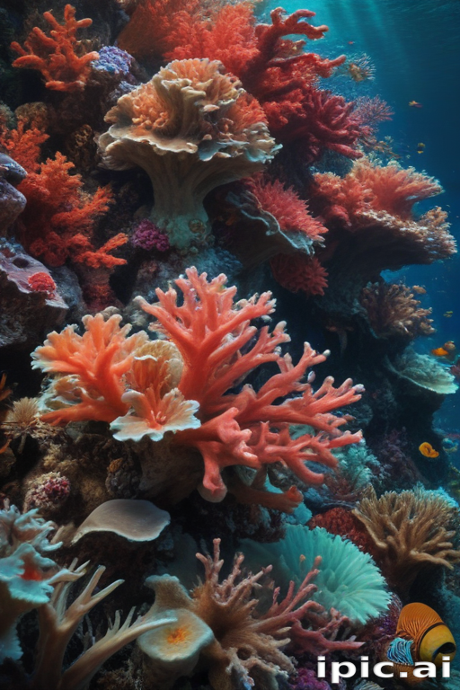 Vibrant Underwater Scene of Colorful Coral Reef teeming with Marine Life