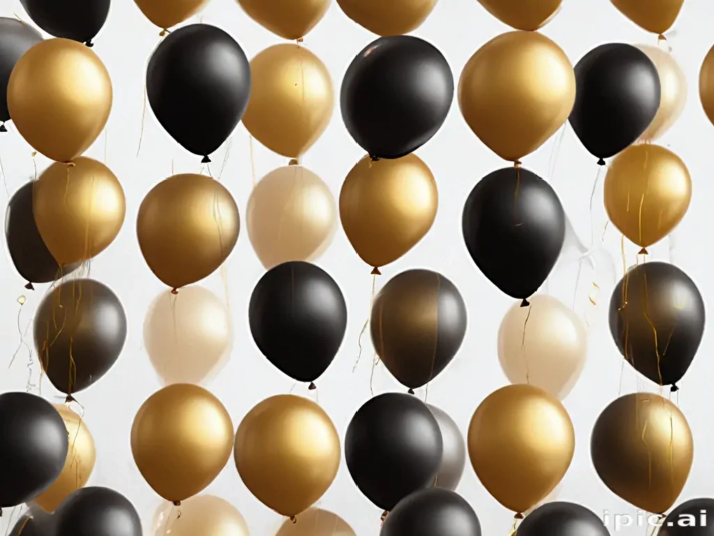 black and gold balloons png