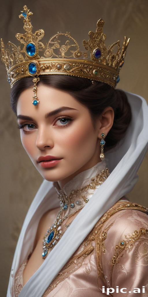 Majestic Portrait of a Regal Woman Adorned in Elegant Royal Attire