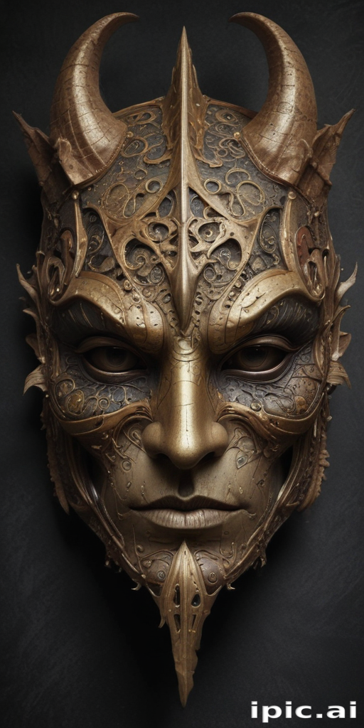 Intricately Designed Fantasy Mask with Horns and Ornate Details