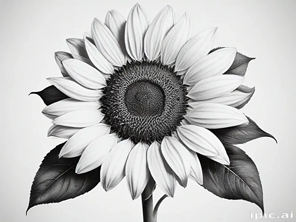 clip art sunflower black and white