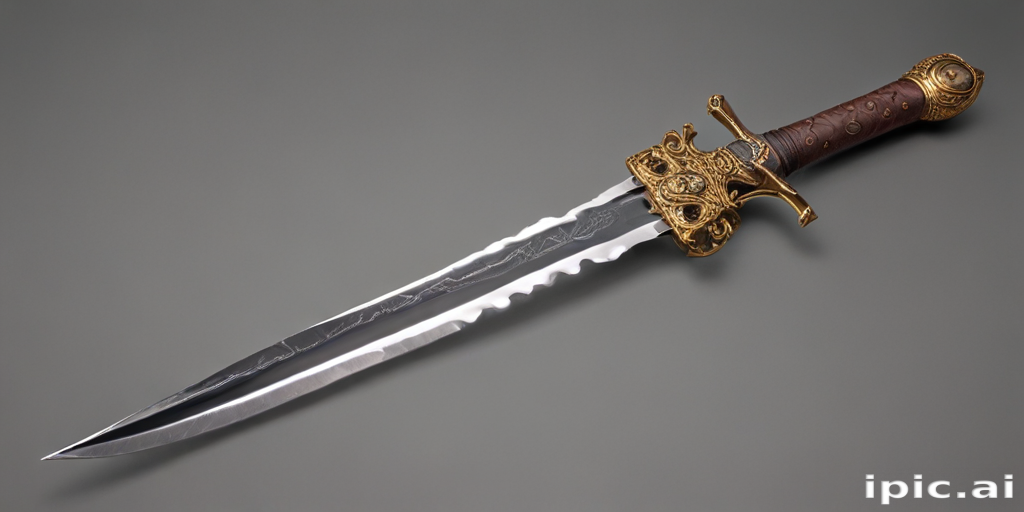 Intricately Designed Sword with Ornate Handle and Elaborate Blade Details