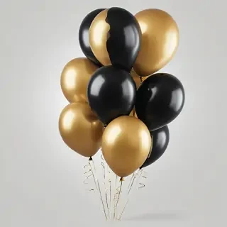 black and gold balloons png