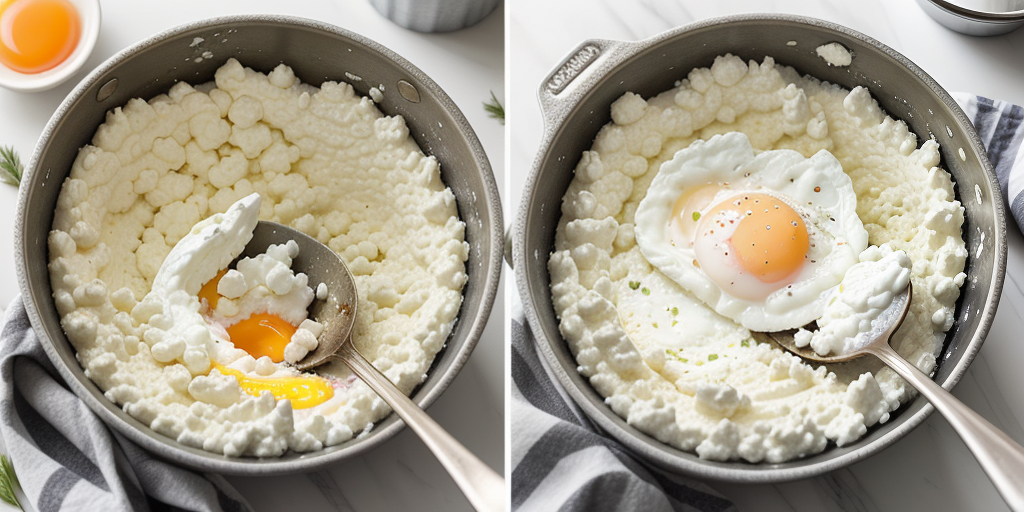 adding cottage cheese to eggs