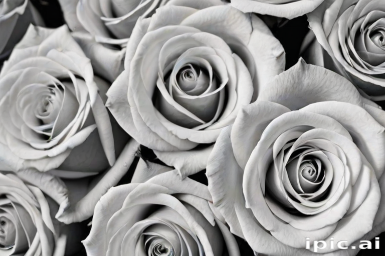 Beautiful Arrangement of Soft Grey Roses in Elegant Close-Up View