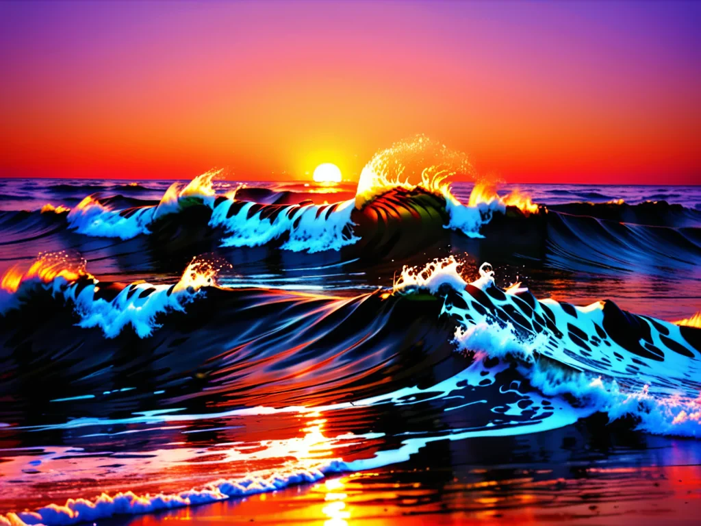 sunset waves wallpaper