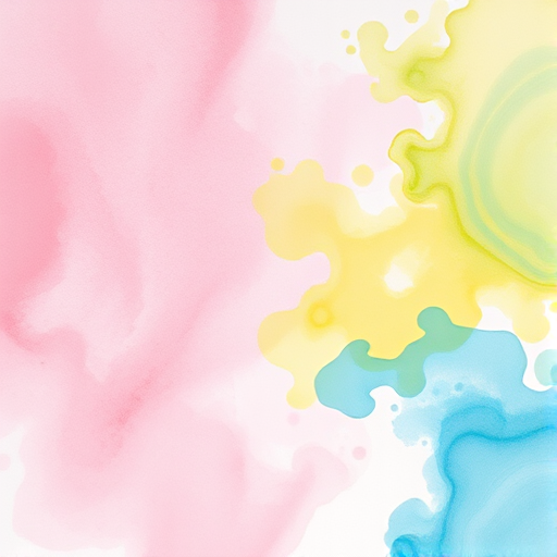 Generate a vibrant abstract watercolor splash background with soft, blended colors in shades of pink, blue, green, and yellow, using a Canon EOS 5D Mark IV with a 50mm f/1.8 lens, aperture set to f/8, shutter speed 1/125 sec, ISO 100, shot from a top-down view in natural lighting.
