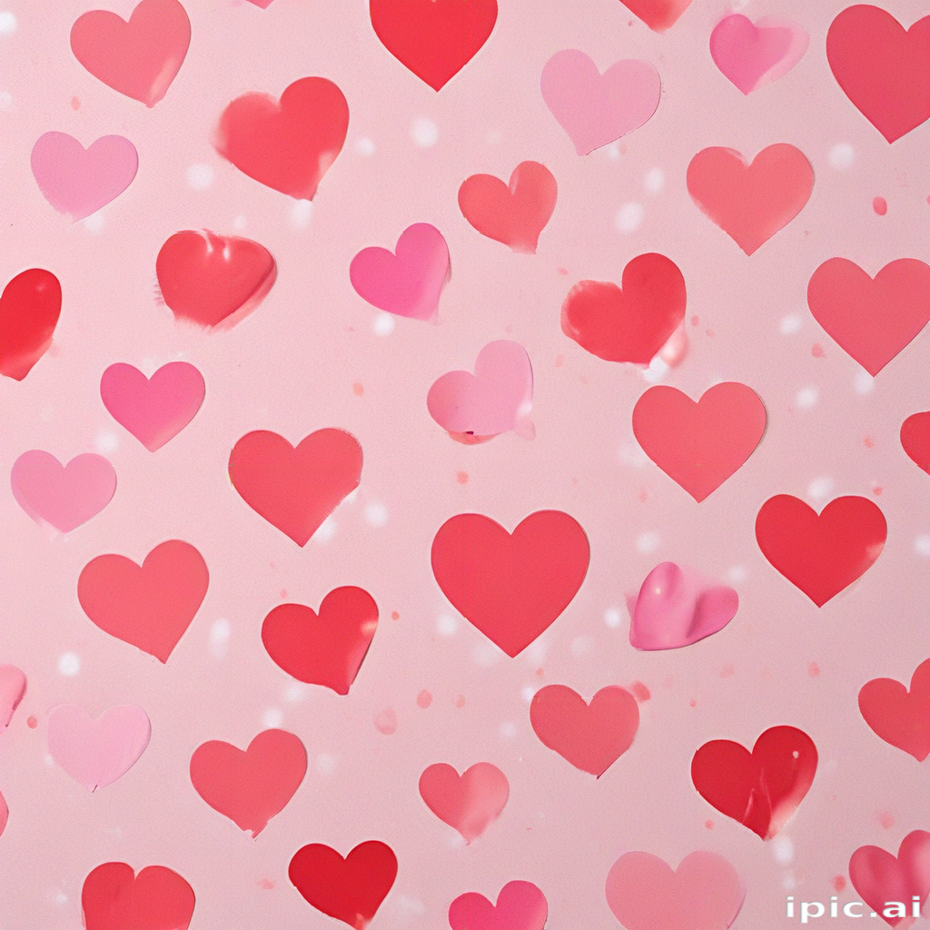 Colorful Hearts on a Soft Pink Background for Romantic Celebrations