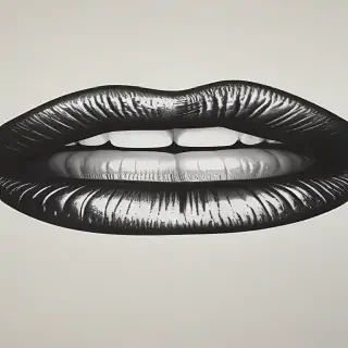lips clipart black and white