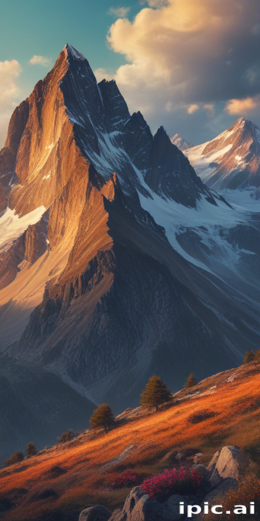 Majestic Mountain Landscape at Sunset with Dramatic Peaks and Lush ...