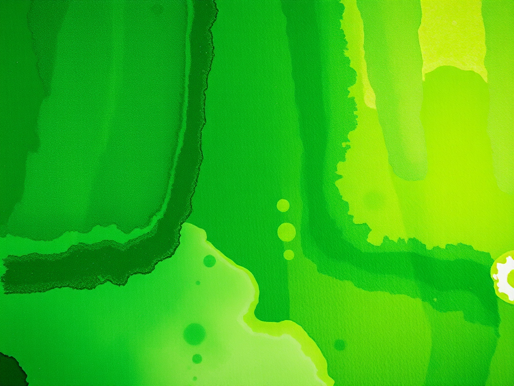 generate a vibrant watercolor abstract background with varying shades of green, using a Canon EOS R5, 50mm lens, f/1.8 aperture, ISO 100, shot from an overhead perspective in natural light for enhanced texture and depth.