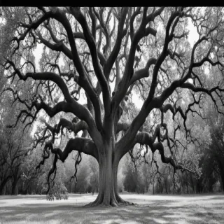 oak tree clipart black and white