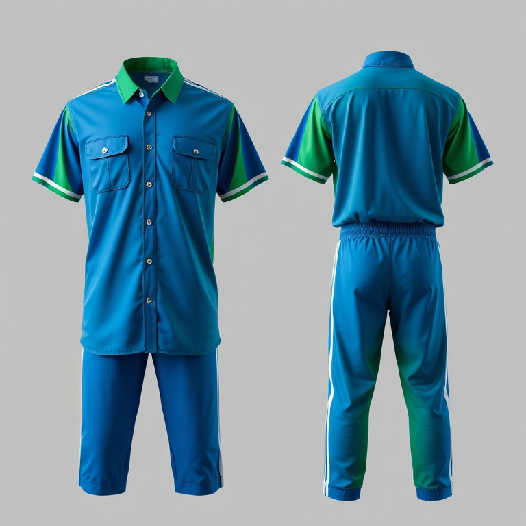 A Stylish Retro-Inspired Athletic Outfit Featuring Blue and Green Color ...