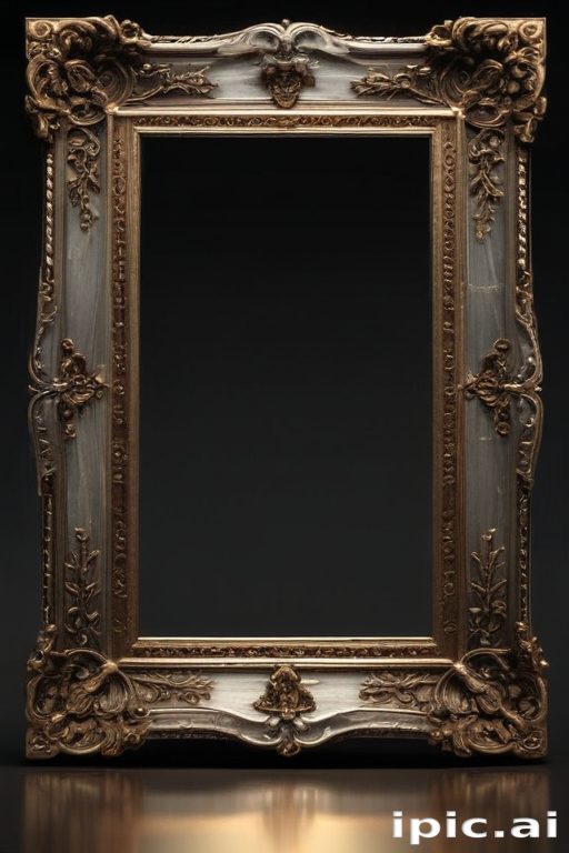 Elegant Ornate Picture Frame with Intricate Floral and Scroll Designs