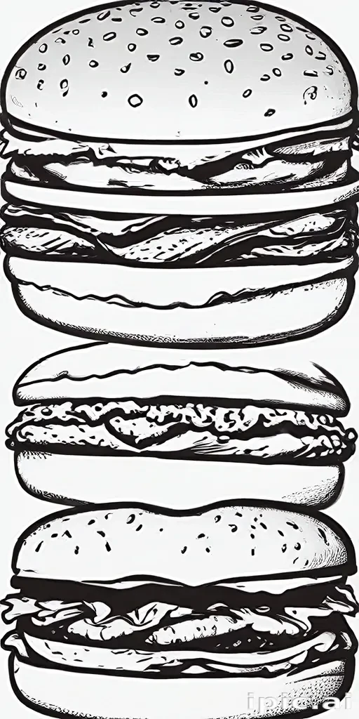 hamburger clipart black and white