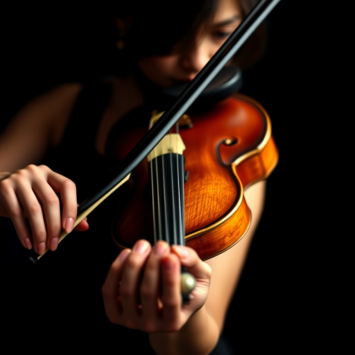 detailed edges, detailed image, perfection style, A cinematic detailed image of a woman playing a violin on a black background with both her hands, movie themed, sharp, detailed background, epic cinematic photography, artistic style, dramatic light style, cinematic color style, Kodak 35mm film style, detailed style, hand focus style, solo, simple background, 1boy, holding, male focus, black background, instrument, out of frame, realistic, music, playing instrument, holding instrument, violin, bow (music), fingernails, holding violin, photorealistic, hand focus