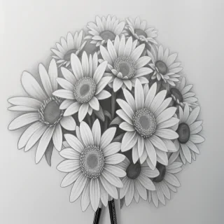 pencil drawing flowers