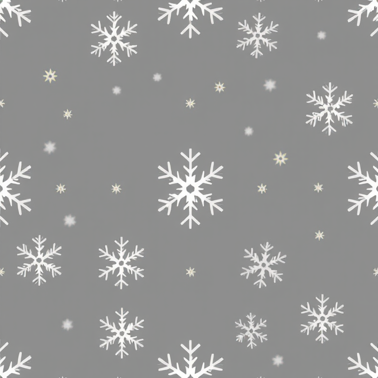 generate a seamless pattern of white snowflakes on a grey background, shallow depth of field, f/2.8 aperture, ISO 100, 50mm lens, top-down view, digital photography