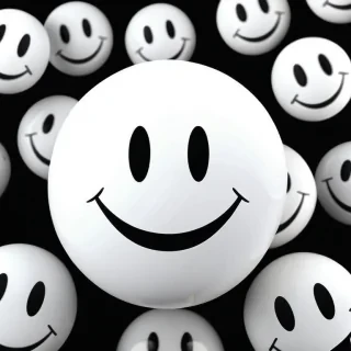 white smiley face black background