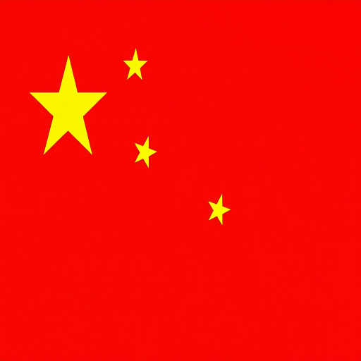 generate an image of the Chinese flag featuring a large yellow star and four smaller yellow stars arranged in a field of red, shot with a Canon EOS R5, 50mm lens, f/8 aperture, ISO 100, in a high-resolution format for enhanced clarity and detail