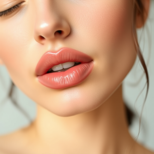 Subtle nude woman lips with soft satin texture, complementing a fresh-faced look, ideal for everyday elegance