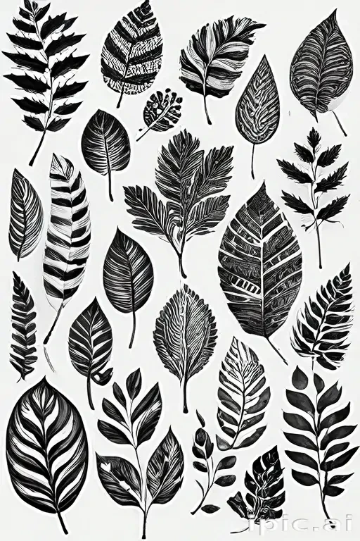 black and white leaf clip art