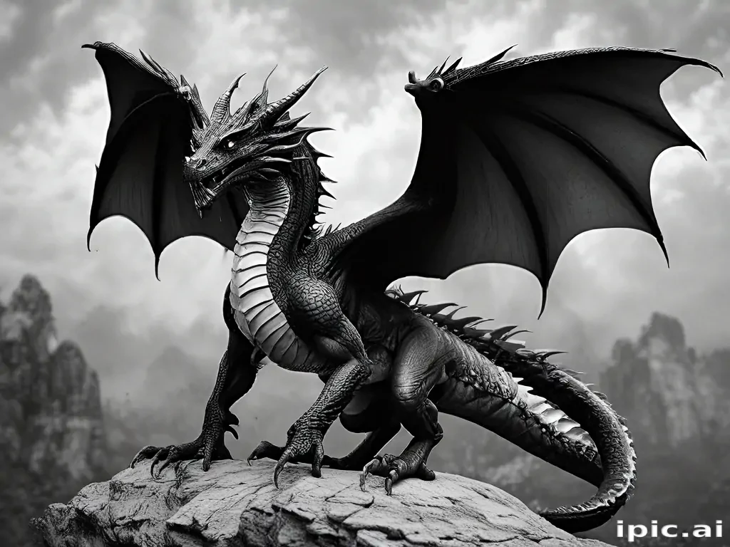 dragon black and white