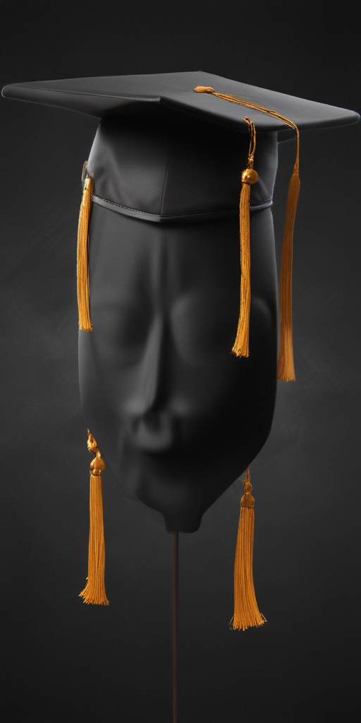 Graduation Cap Displayed on a Black Faceless Mannequin Against Dark ...