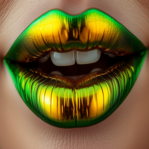 Stunning representation of duochrome green-to-gold lips, showcasing unique color-shifting properties and multidimensional depth