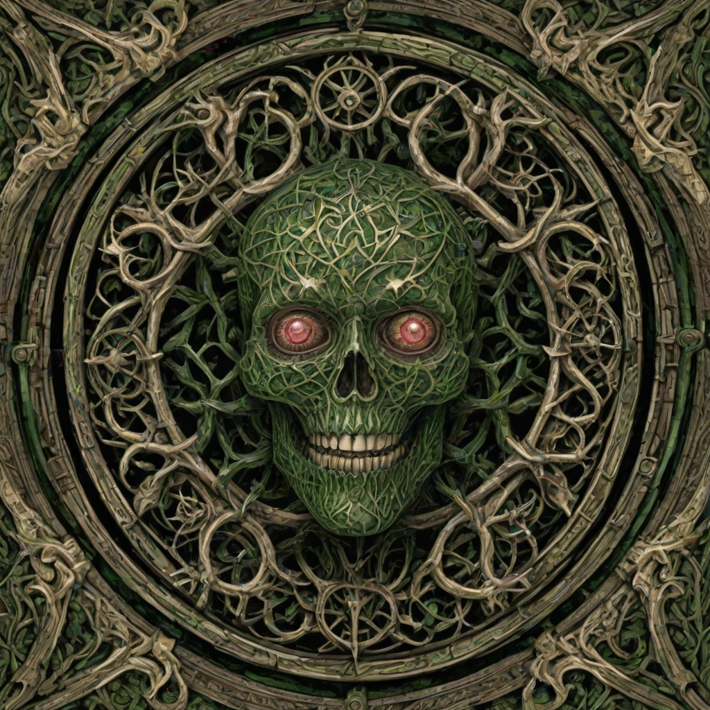 Dark Fantasy Art of (Bipolar Digital Artwork:1.3) of (Sketch:1.3),(Energetic:1.3) Moss Green, intricate, beautiful, symmetric,     Ivory, Emerald, Ruby, Sapphire,  Gold, Silver, Bronze,  Topas, Amethyst, Mosaic,    Flower,  Fractal,    Branches,  embroidery, Poisonous Bite: A bite that injects venom, found in mythical creatures like basilisks.,Pulley System: A system of wheels and ropes used to lift or move heavy objects, often in construction.,Doublet: A snug-fitting jacket, often padded, worn by men.,Ash Rain: Dark, gritty precipitation resulting from volcanic eruptions or widespread fires.,Fuchsite: A green variety of mica used as a pigment and in decoration. <lora:Vintage_Street_Photo:1>, <lora:woodfigurez:1> woodfigurez style,(by Artist M.C. Escher:1.3),CGSociety,ArtStation,(Ascii Art:1.3),(Low Contrast:1.3), dark, moody, dark fantasy style