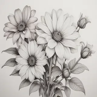 pencil drawn flowers
