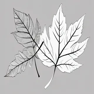 clipart leaf black and white
