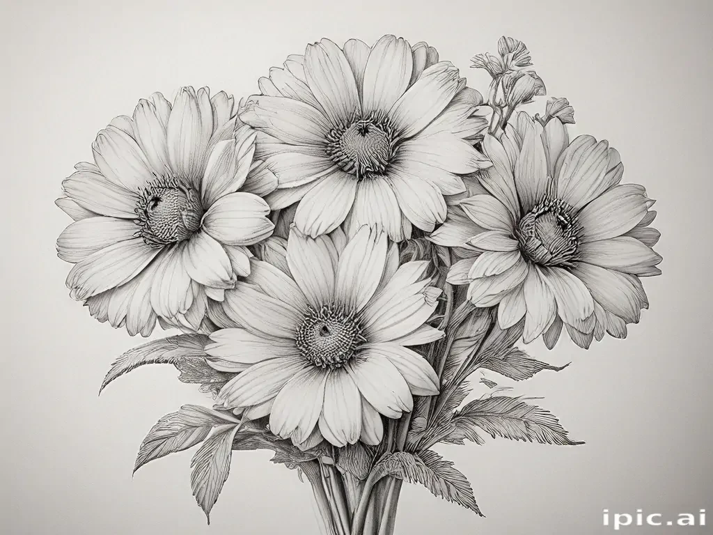 pencil drawn flowers