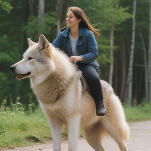 person riding a wolf