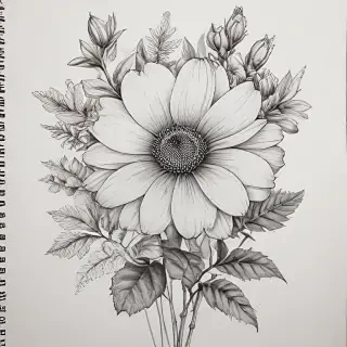 aesthetic flowers drawing