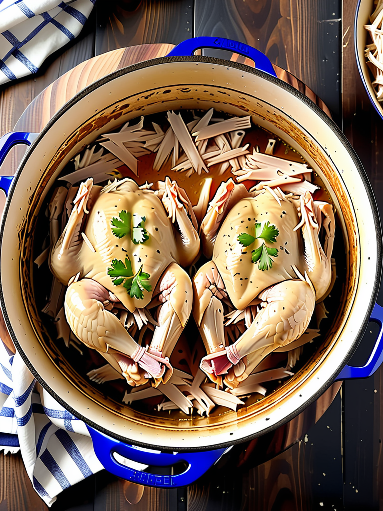 shredded chicken in dutch oven