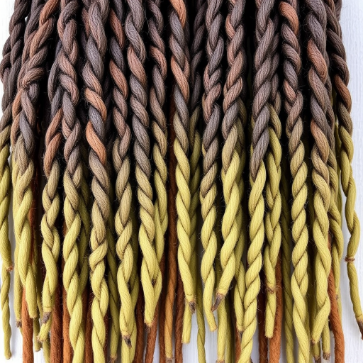 Earthy ombre dreadlocks, called "Forest Whispers," transition from deep brown roots to moss green tips, showcasing natural textures and organic beauty