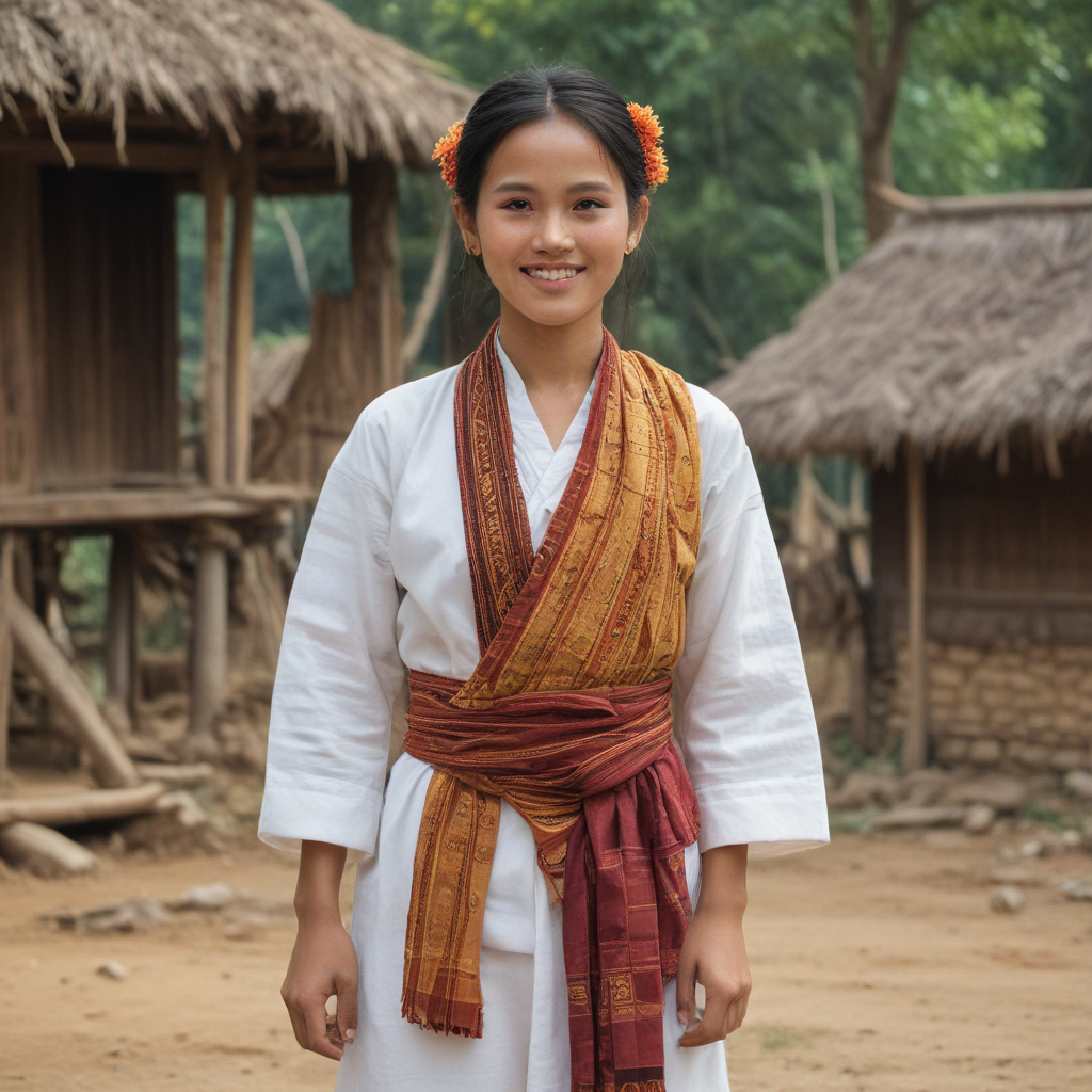 Animate the beautiful Kayin people of Myanmar with traditional clothe ...