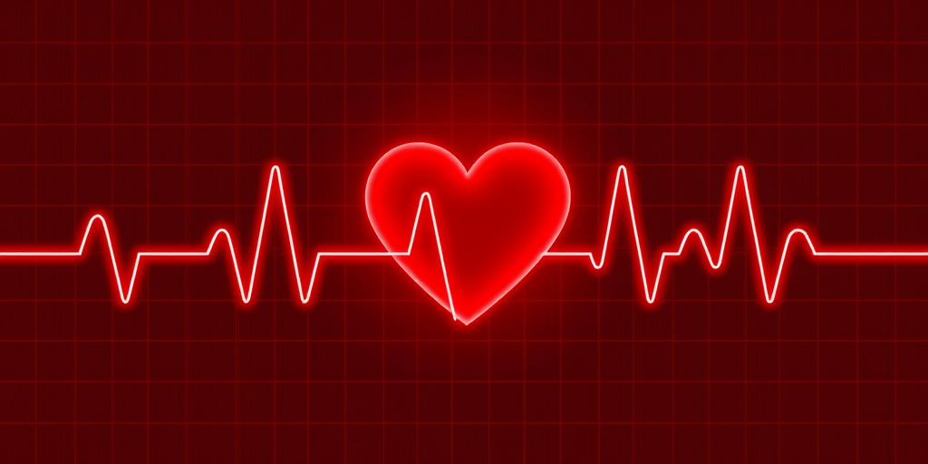 Create a high-resolution image of a heart rate monitor design featuring a heart shape and heartbeat lines, vibrant red color, 50mm lens, f/1.8 aperture, ISO 100, shot from a straight-on perspective using a digital DSLR camera.