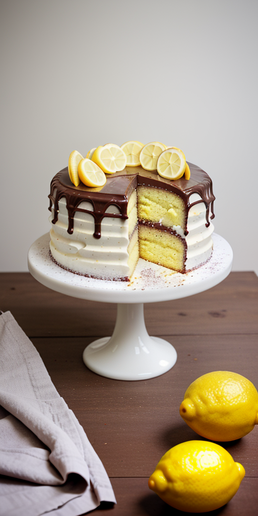 lemon cake with chocolate frosting