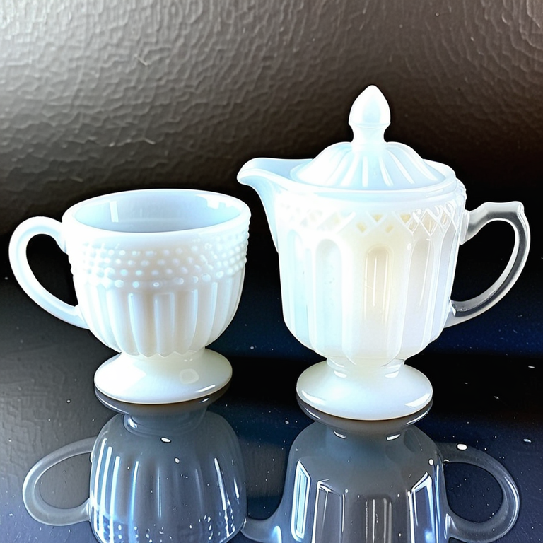 milk glass creamer and sugar