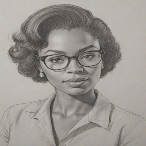 Graceful Monique Coleman, pencil sketch, portrait of Captivating woman 1954s in glasses, hair style beatnik, outline, clear lines, fine lines, 8k