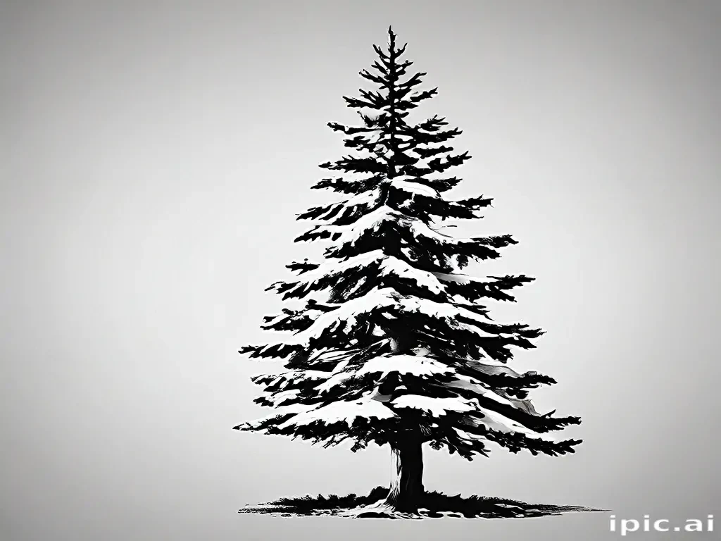pine tree clipart black and white